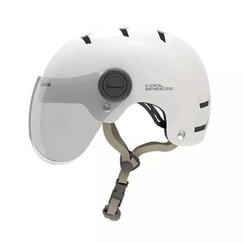 Cool Breeze riding helmet in grey colour showing ABS construction and internal cushioning for equestrian safety