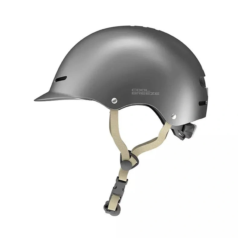 Cool Breeze riding helmet in grey colour showing ABS construction and internal cushioning for equestrian safety