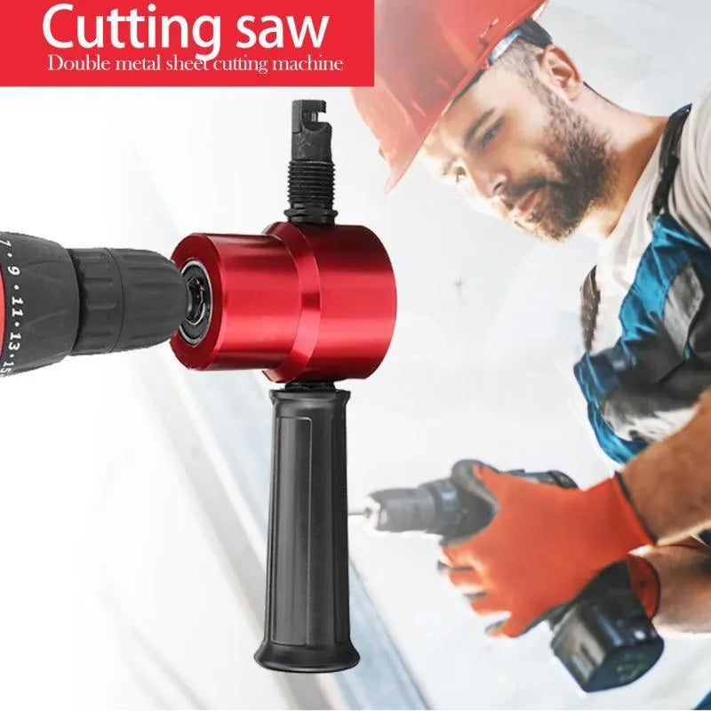 Red metal nibbler cutter tool attachment for electric drills cutting sheet metal