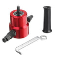 Red metal nibbler cutter tool attachment for electric drills cutting sheet metal