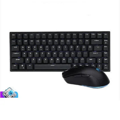 RK526 wireless mechanical keyboard and mouse set in blue colour with USB transmitter and charging cable