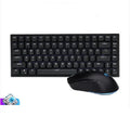 RK526 wireless mechanical keyboard and mouse set in blue colour with USB transmitter and charging cable