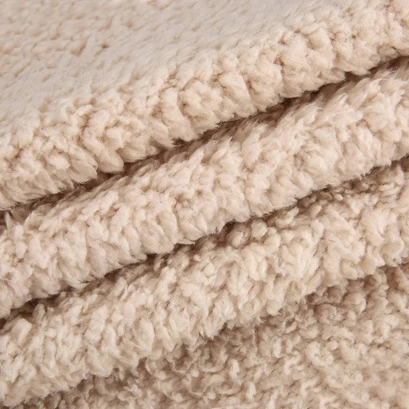 Plush pet air conditioning mat in beige, brown, and gray for dogs and cats, multiple sizes available