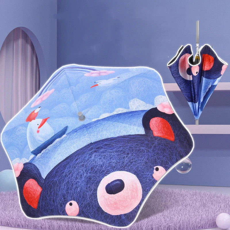 Children's safety umbrella with reflective strip and comfortable handle