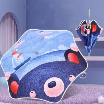 Children's safety umbrella with reflective strip and comfortable handle