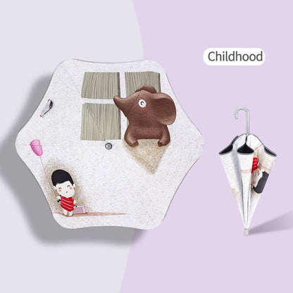 Children's safety umbrella with reflective strip and comfortable handle