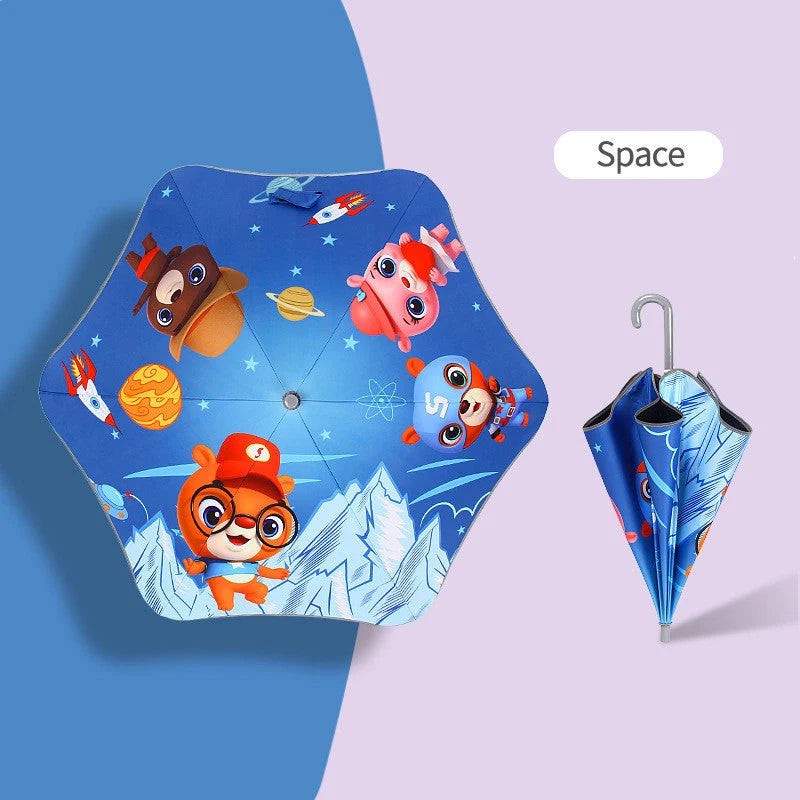 Children's safety umbrella with reflective strip and comfortable handle