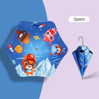 Children's safety umbrella with reflective strip and comfortable handle