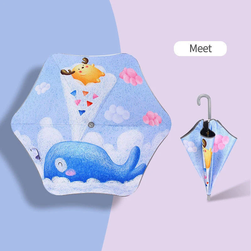 Children's safety umbrella with reflective strip and comfortable handle