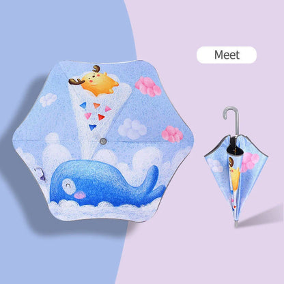 Children's safety umbrella with reflective strip and comfortable handle