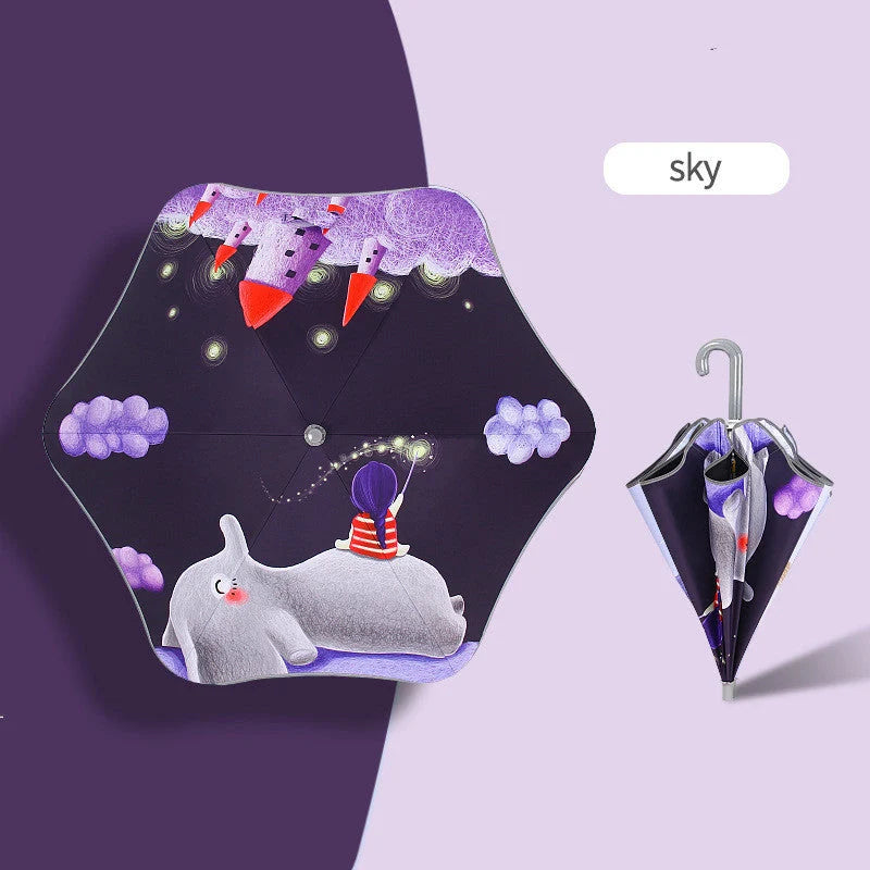 Children's safety umbrella with reflective strip and comfortable handle