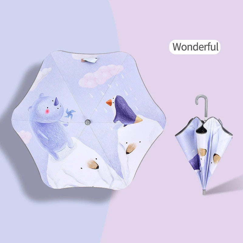 Children's safety umbrella with reflective strip and comfortable handle