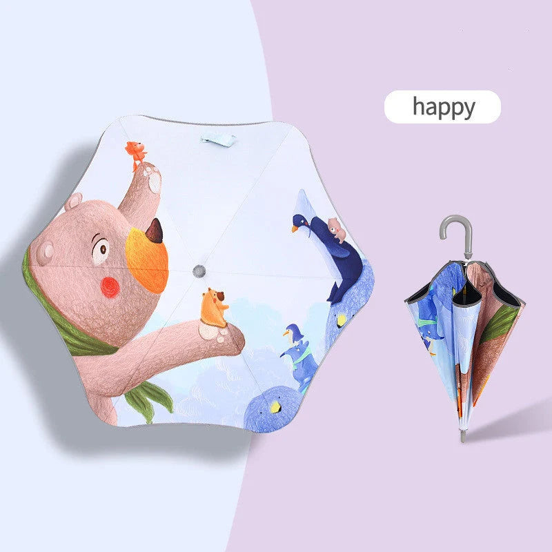 Children's safety umbrella with reflective strip and comfortable handle