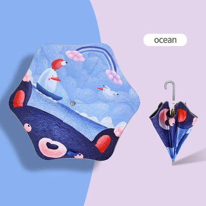 Children's safety umbrella with reflective strip and comfortable handle