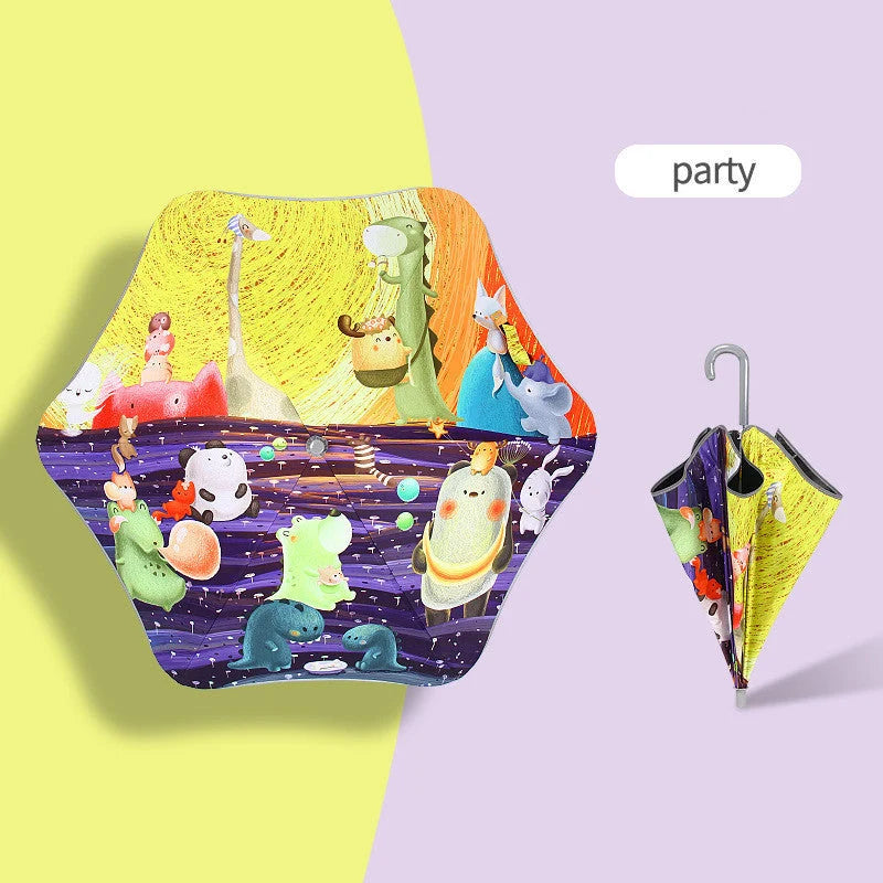 Children's safety umbrella with reflective strip and comfortable handle