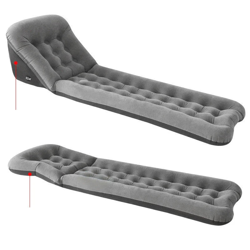 Automatic air mattress camping bed with quick inflation feature, dark blue and grey options