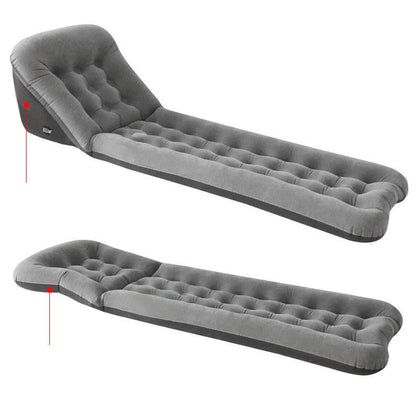 Automatic air mattress camping bed with quick inflation feature, dark blue and grey options