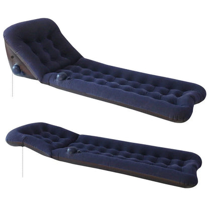 Automatic air mattress camping bed with quick inflation feature, dark blue and grey options