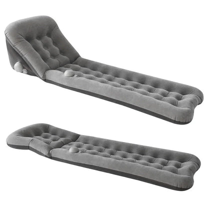 Automatic air mattress camping bed with quick inflation feature, dark blue and grey options