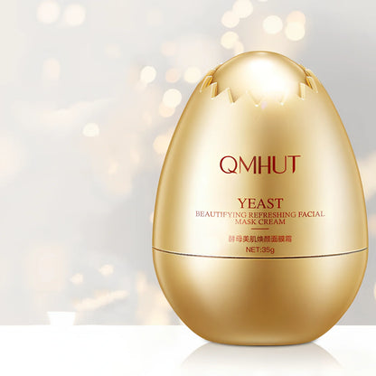 Gold tube of 35g Yeast Beauty Rejuvenating Facial Mask Cream, tear-off paste for moisturising all skin types with yeast and Centella