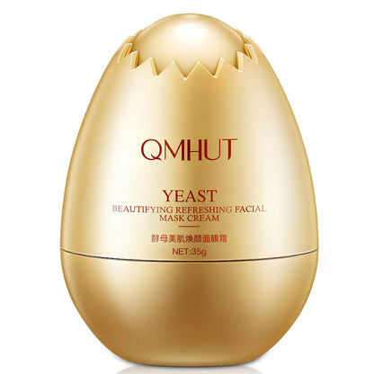 Gold tube of 35g Yeast Beauty Rejuvenating Facial Mask Cream, tear-off paste for moisturising all skin types with yeast and Centella