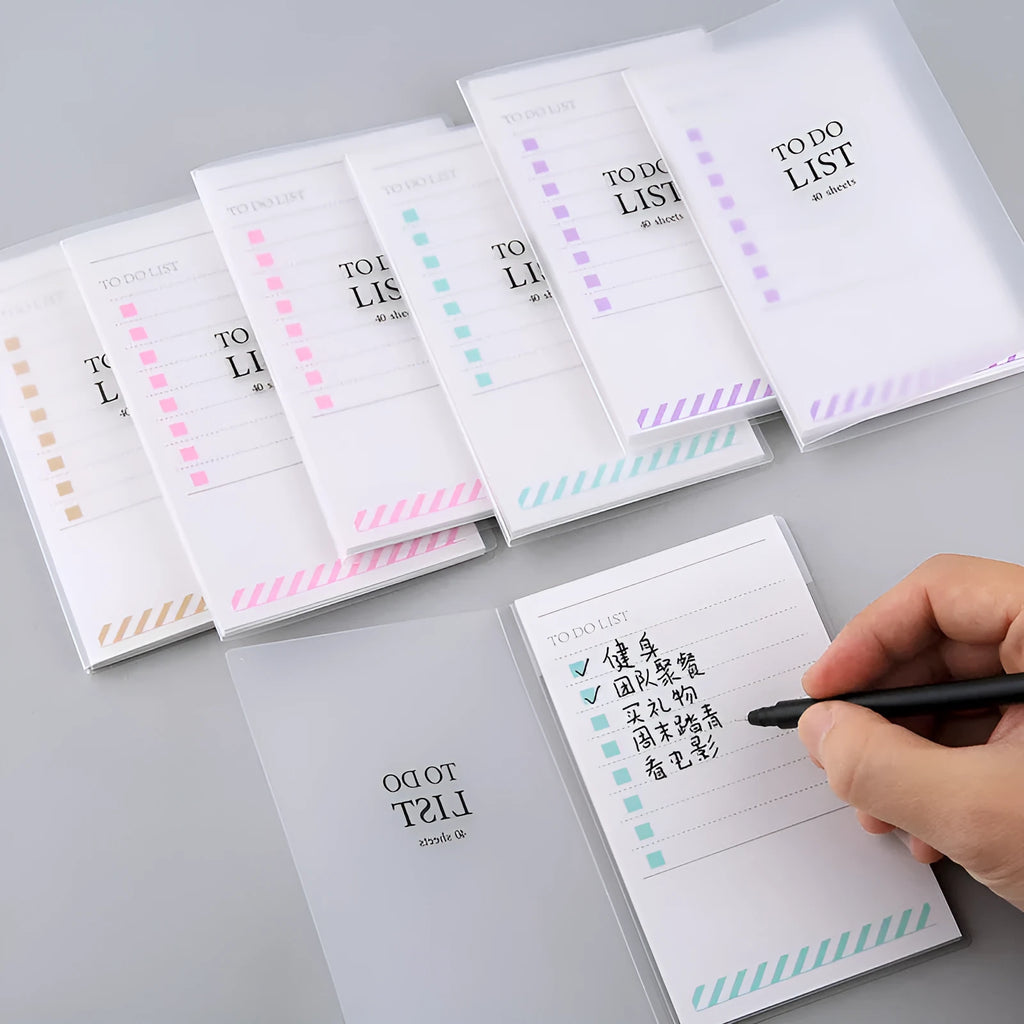 A6 sized PP frosted notebook in green colour showing perforated, tearable pages