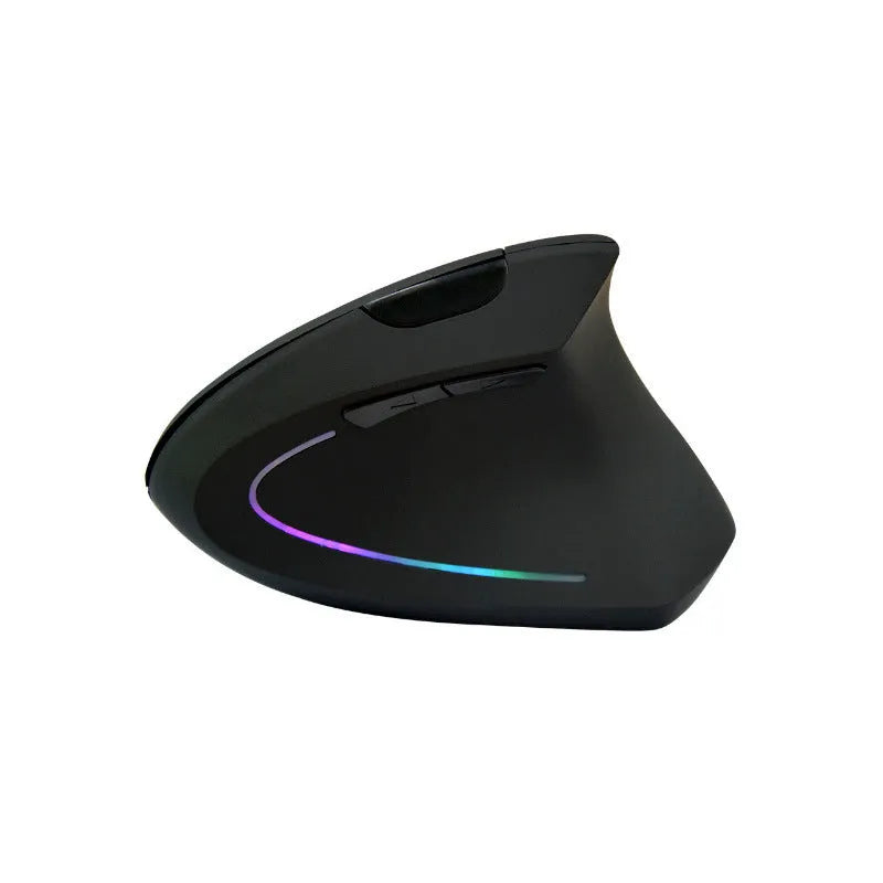 Ergonomic rechargeable wireless vertical mouse, black, right hand design with 1600 DPI optical sensor and USB receiver
