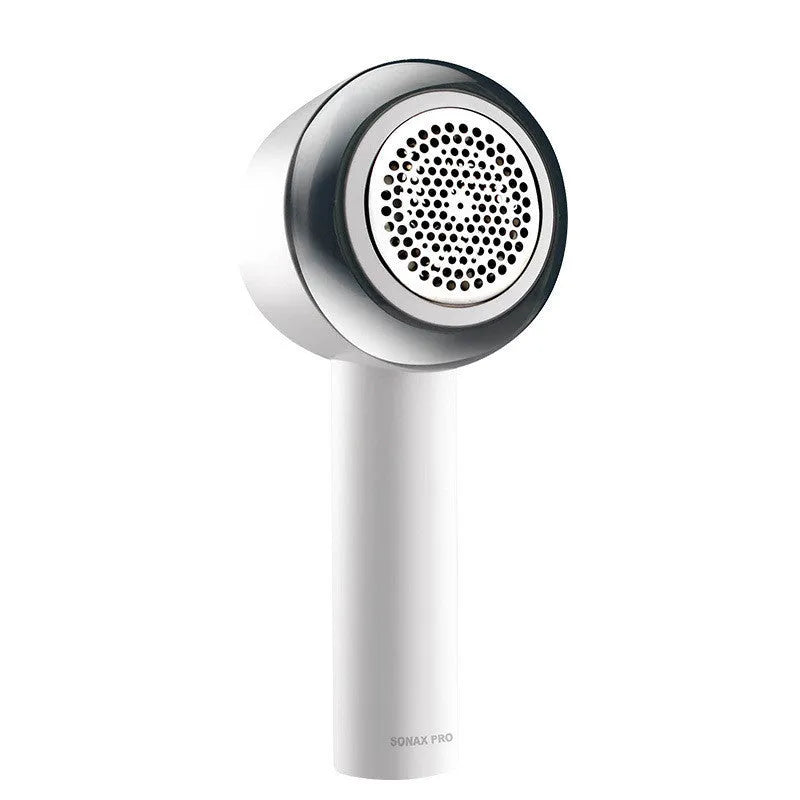 White rechargeable electric clothes shaver for removing fabric pills from jerseys