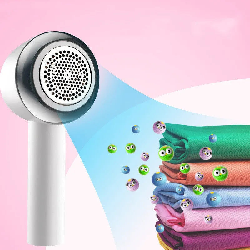 White rechargeable electric clothes shaver for removing fabric pills from jerseys