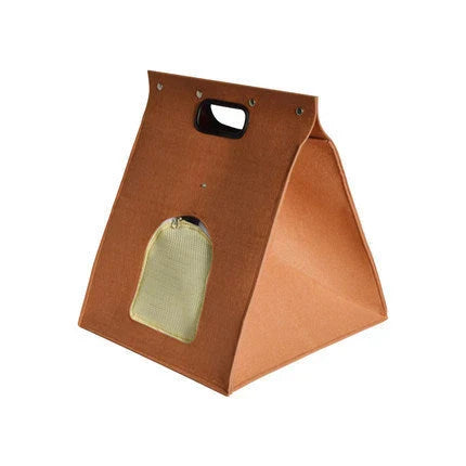 Eco-friendly woolen felt cat kennel in brown, 40cm cubic dimensions