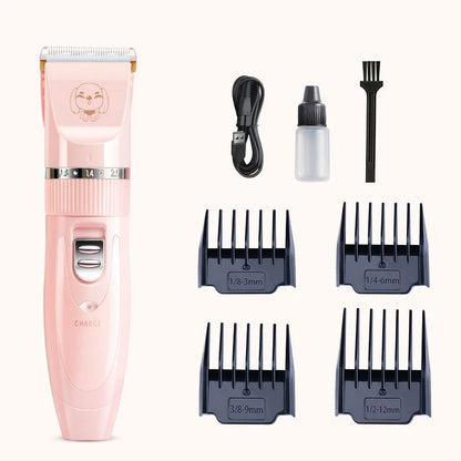 Pet Wireless Charging Beauty Hair Trimmer Set with adjustable gears and washable head
