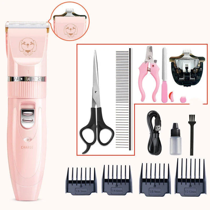 Pet Wireless Charging Beauty Hair Trimmer Set with adjustable gears and washable head