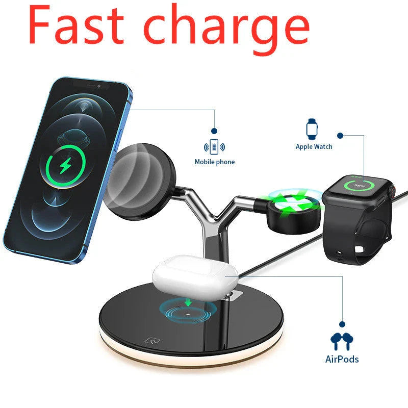 3-in-1 Magnetic Wireless Charger for Apple Devices in black and white