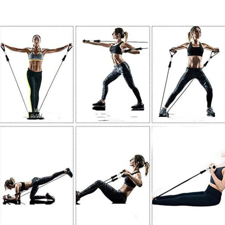 11-piece pull rope set showing five colour-coded resistance levels with TPE construction and 1.2-metre length