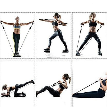 11-piece pull rope set showing five colour-coded resistance levels with TPE construction and 1.2-metre length