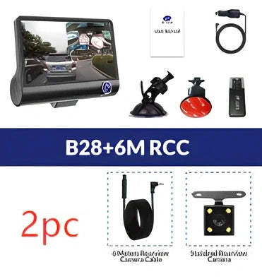 1080P dash cam with 170° front lens, 6-glass construction, and rear cable for dual recording