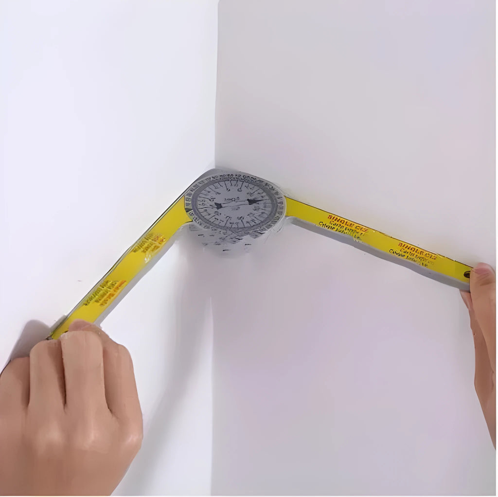 Yellow and white cross-border horizontal angle ruler with laser engraving scales for miter saws