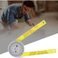 Yellow and white cross-border horizontal angle ruler with laser engraving scales for miter saws