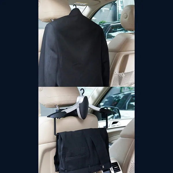 Folding car clothes hanger with creative penguin profile in black ABS plastic
