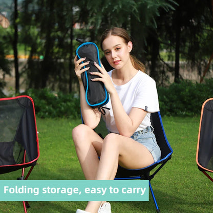 Ultralight outdoor folding camping chair in grey, blue, or red, with carry bag