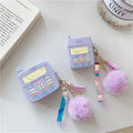Purple silicone clamshell case for Apple AirPods Pro and AirPods 1 2 wireless earphones with fur ball pendant