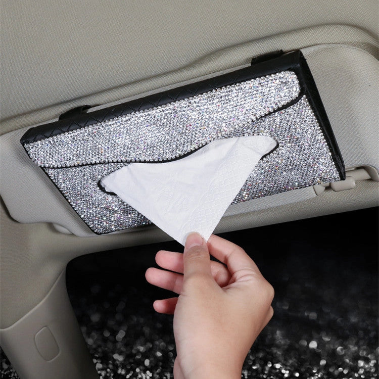 Grey leather universal sun visor napkin box for cars, dimensions 23cm by 14cm