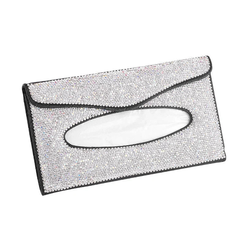 Grey leather universal sun visor napkin box for cars, dimensions 23cm by 14cm