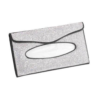 Grey leather universal sun visor napkin box for cars, dimensions 23cm by 14cm