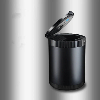 Metal car ashtray with cover in black, red, silver, gold, and grey options