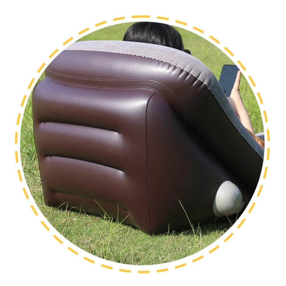 Automatic air mattress camping bed with quick inflation feature, dark blue and grey options