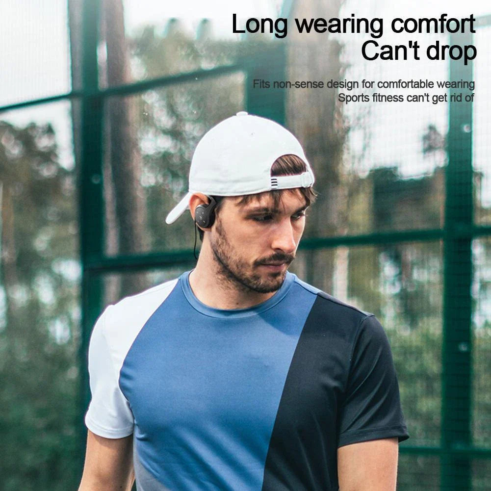 A23 Wireless Bluetooth Headset in navy blue and black with MP3 player and FM radio