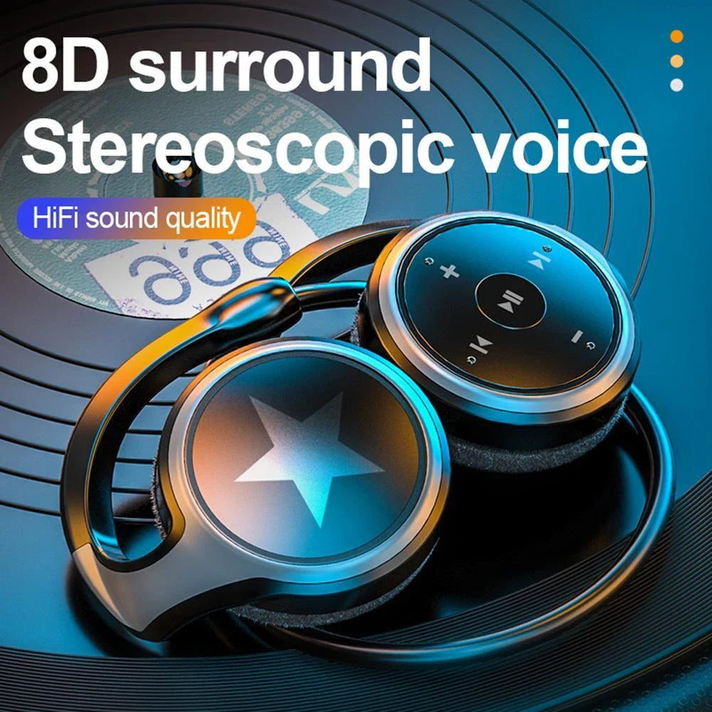 A23 Wireless Bluetooth Headset in navy blue and black with MP3 player and FM radio