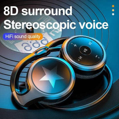 A23 Wireless Bluetooth Headset in navy blue and black with MP3 player and FM radio