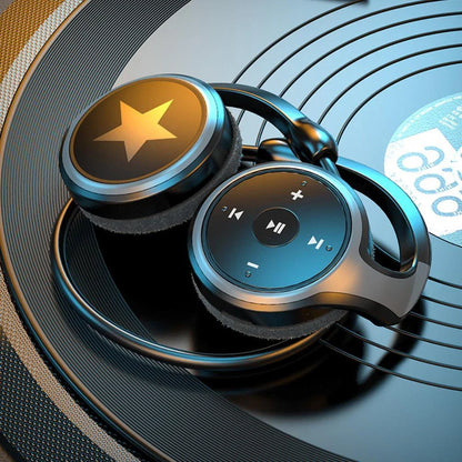 A23 Wireless Bluetooth Headset in navy blue and black with MP3 player and FM radio